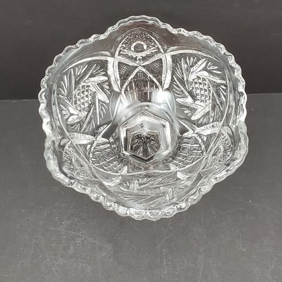 Vtg Imperial Nucut Pinwheel Compote Candy Dish MCM Elegant Cut Glass Decorative - Picture 9 of 16
